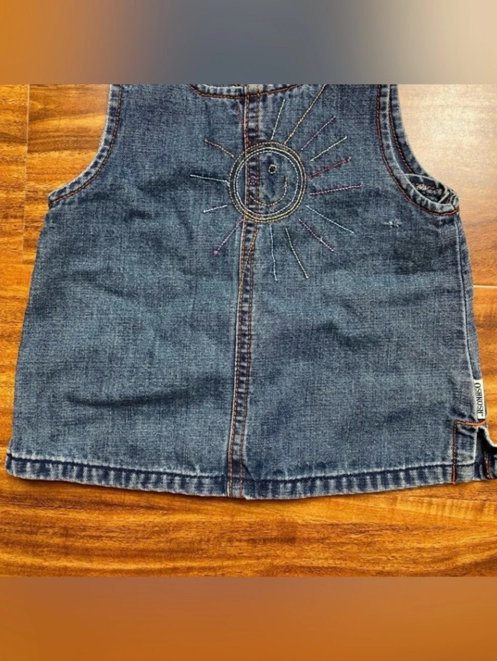 3/$25 Oshkosh B'Gosh Baby Girl Sleeveless Embroidered Denim Tunic Top Size 18M